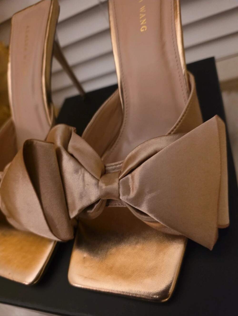 Azalea Wang Caramel Bow Slide Heels Sz 10 - Picture 4 of 6